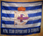 Флаг реальный клуб Депортиво-де-Ла-Корунья-синие и белые полосы